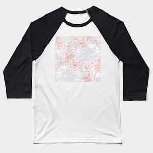 Pink Carnation Outline Pattern Baseball T-Shirt